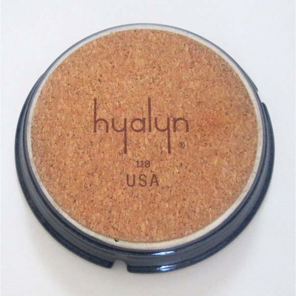 Hyalyn Ceramic Ashtray Round Cobalt Blue Gold Trim 6 Inches Cork Back - Picture 6 of 6